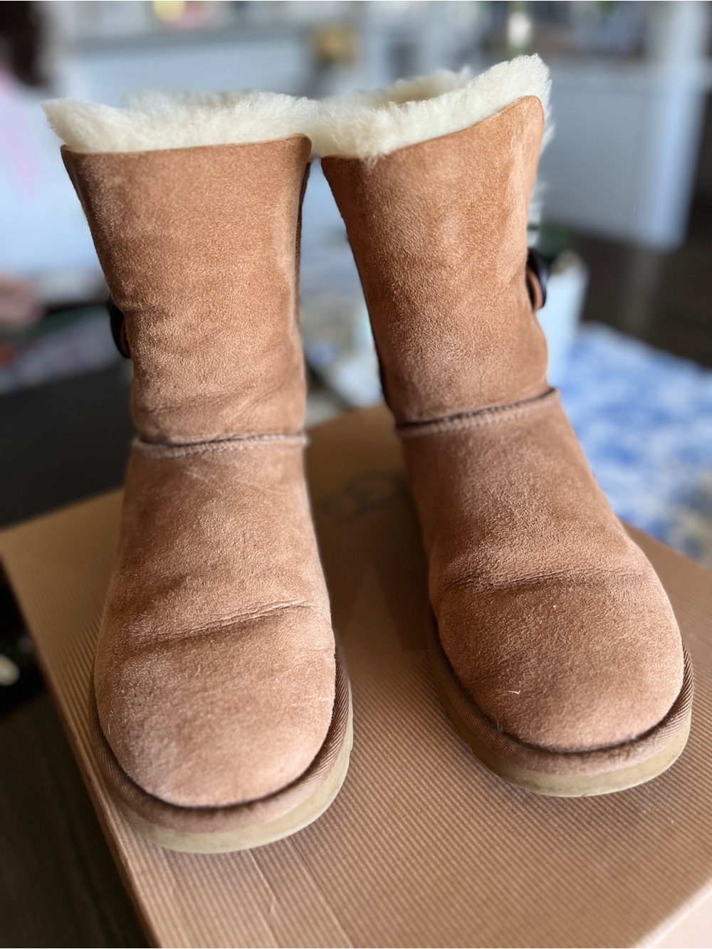 UGG Chestnut Suede Shearling Short Boots